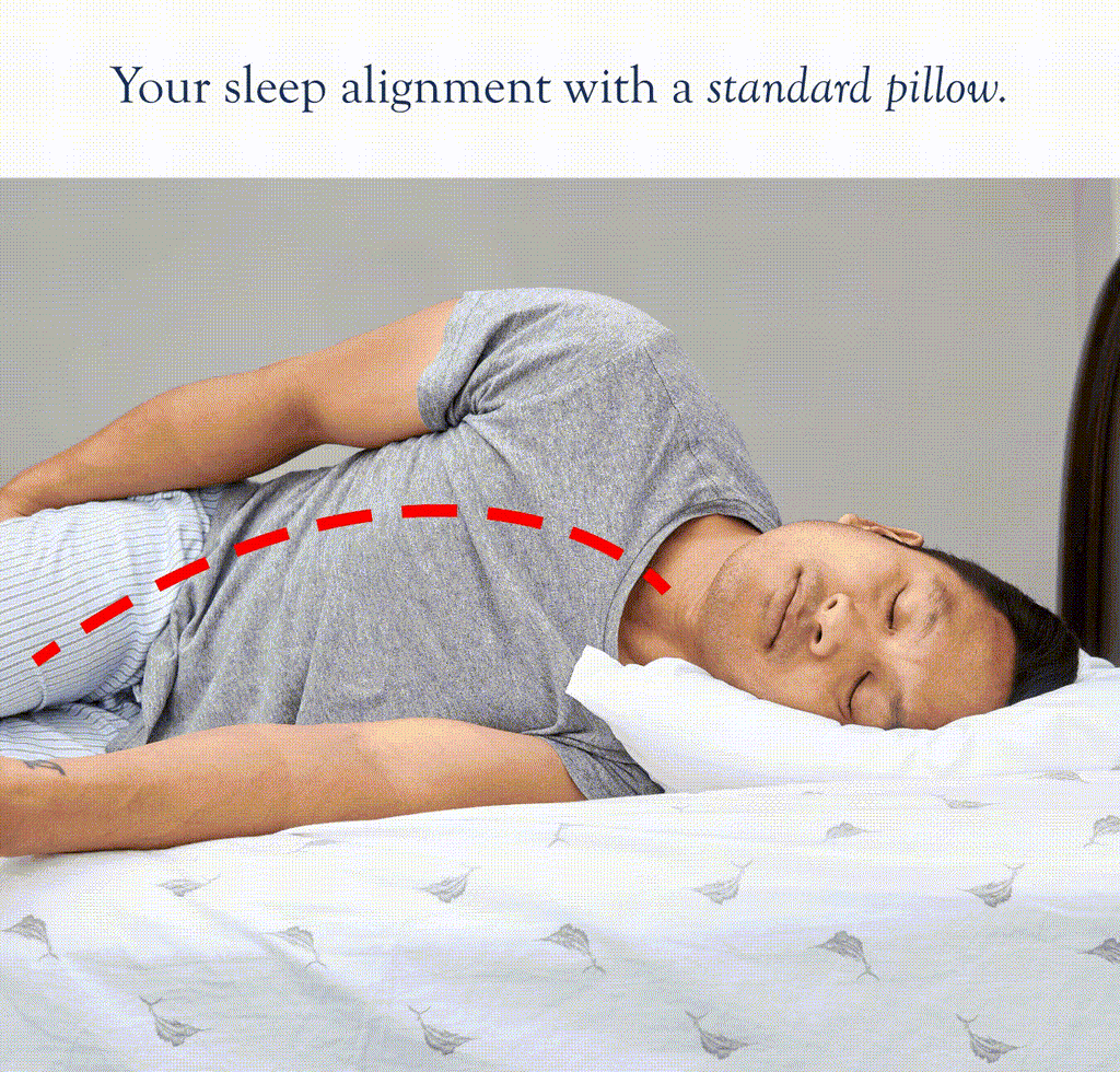 Back sleeper using Dosaze contoured orthopedic pillow